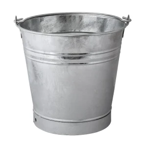 Seau 16 L en acier galvanisé à chaud sur fond blanc