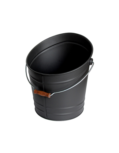 Bucket of walked with a handle wood, steel galvanized matt Black of a volume of 17L