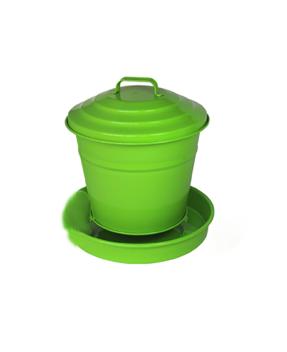 Bucket with steel seeds galvanized green 6L