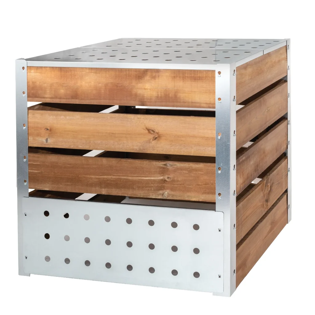 Silo à compost 700 L en bois certifié PEFC et acier galvanisé fabriqué en France