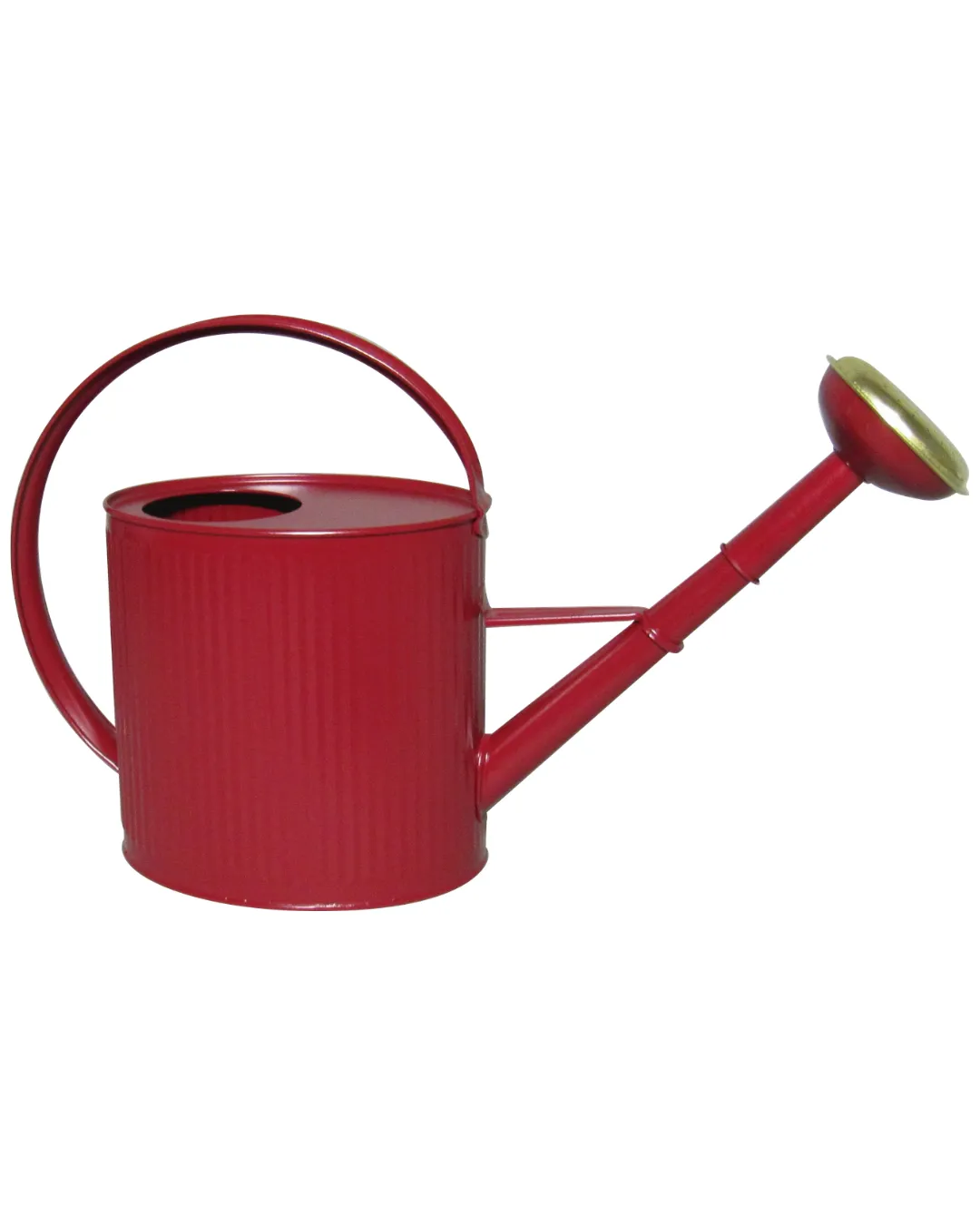Arrosoir de jardin rouge vin 4L Guillouard avec grande anse et pomme amovible à grille en laiton sur fond blanc